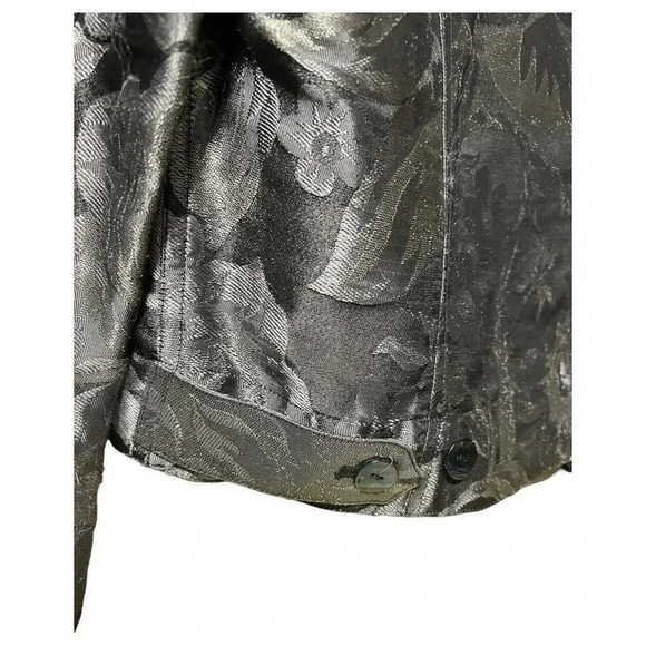 Chicos Jacket Silk Shacket Jacket Sz 0 Gray Pewter Shimmer Textured Button Down - Picture 4 of 9